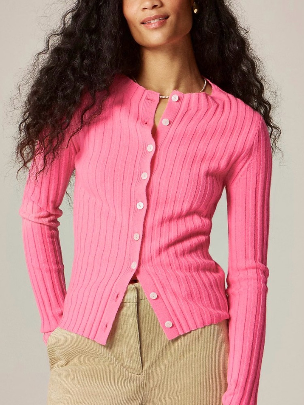 NWT J. Crew Pink Rib 100% Cashmere Cardigan Sweater